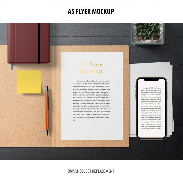 Free Flyer Mockup In A Desktop Psd