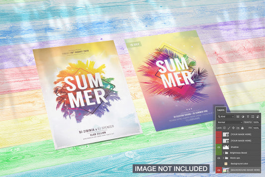 Free Flyer Mockup With Palm Shadow Psd