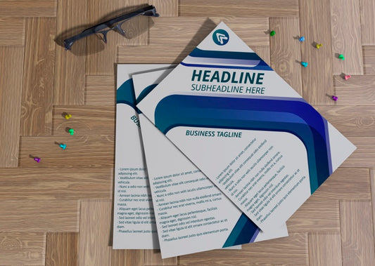 Free Flyers With Pinpoints For Brand Company Business Mock-Up Paper Psd