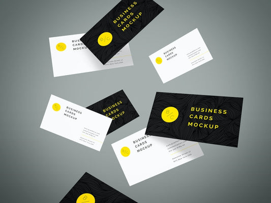 Free Flying Business Cards Mockup Vol.4