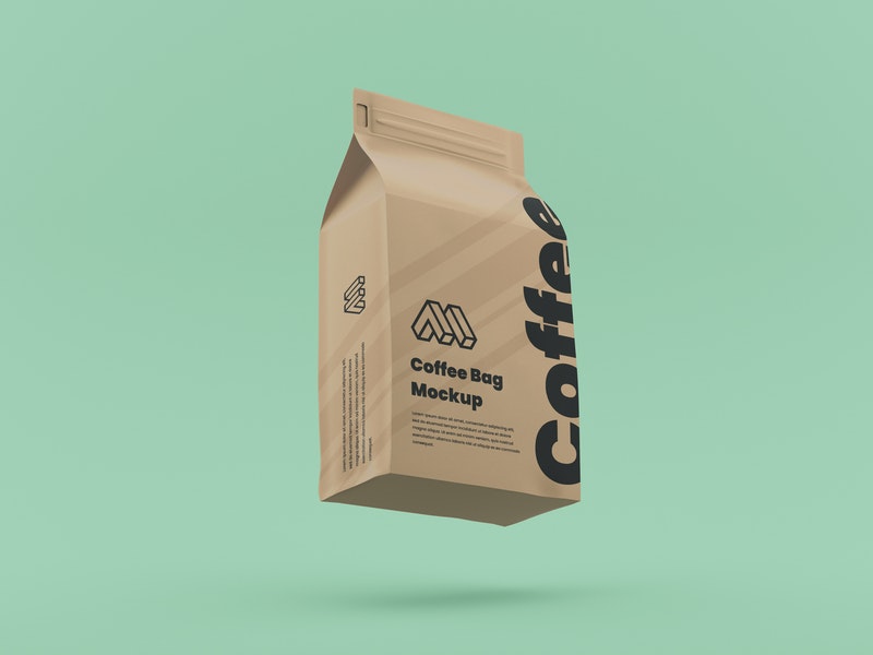 Free Flying Coffee Bag Mockup – CreativeBooster