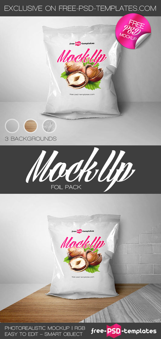 Free Foil Pack Mock-Up In Psd
