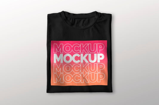 Free Folded Black T-Shirt Mockup Psd