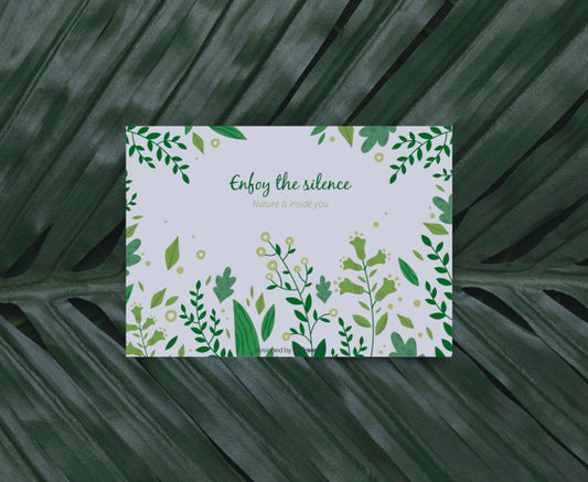 Free Foliage With Inspirational Message On Card Psd