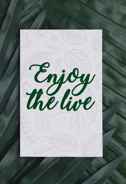 Free Foliage With Motivational Message On Card Psd