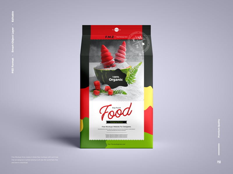 Free Food Bag Pouch Packaging Mockup