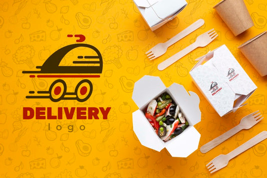 Free Food Delivery Composition With Mock-Up Psd
