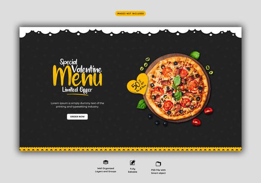 Free Food Menu And Delicious Pizza Web Banner Template Psd