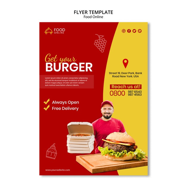 Free Food Online Concept Flyer Mock-Up Psd