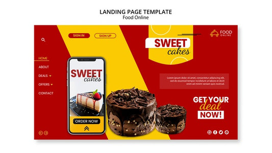Free Food Online Concept Landing Page Mock-Up Psd