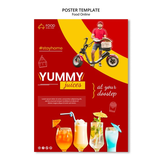 Free Food Online Concept Poster Mock-Up Psd