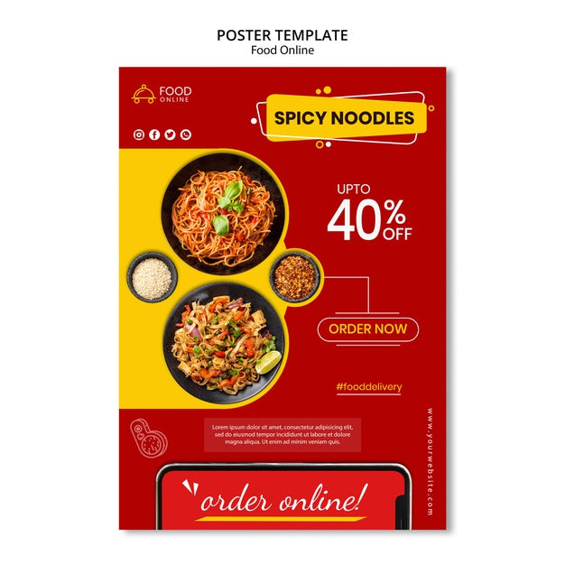 Free Food Online Concept Poster Mock-Up Psd