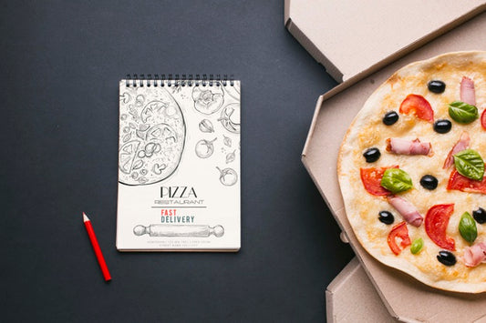 Free Food Service Assortment With Notepad Mock-Up Psd