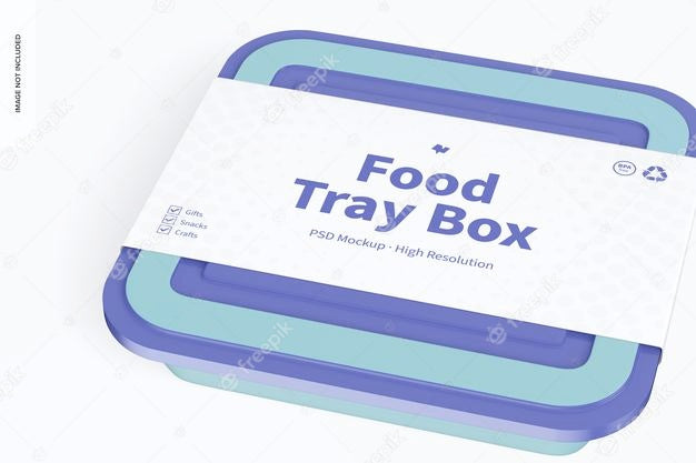 Free Food Tray Box With Lid Mockup, Close Up Psd
