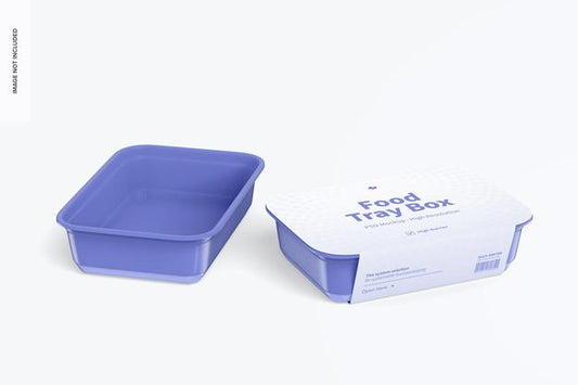 Free Food Tray Boxes With Label Mockup Psd