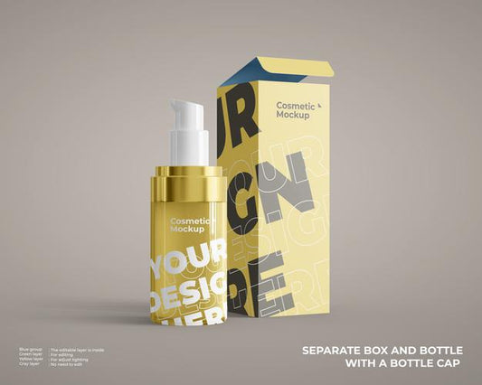 Free Foundation Cosmetic Bottle Mockup With Box Package Psd