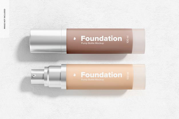 Free Foundation Pump Bottles Mockup, Top View Psd