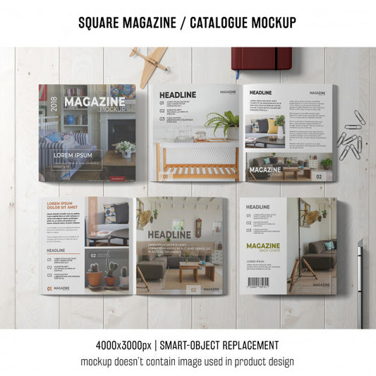 Free Four Square Magazine Or Catalogue Mockups Psd