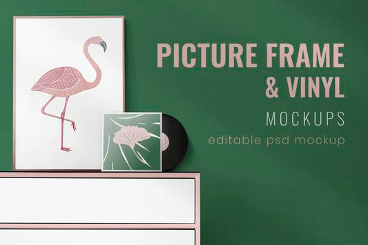 Free Frame And Vinyl Mockup Design Psd