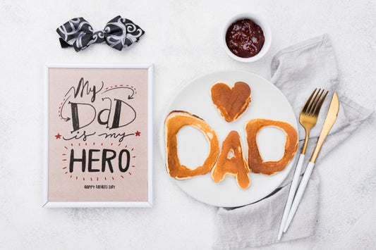 Free Frame For Fathers Day With Plate Of Pancakes Psd