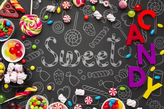 Free Frame Formed Of Candies Psd