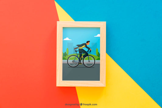 Free Frame Mock Up On Colorful Background Psd