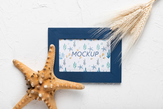 Free Frame Mock-Up With Star Decoration Psd