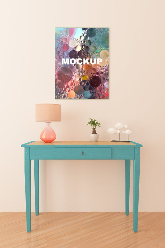 Free Frame Mockup Above Little Table Psd