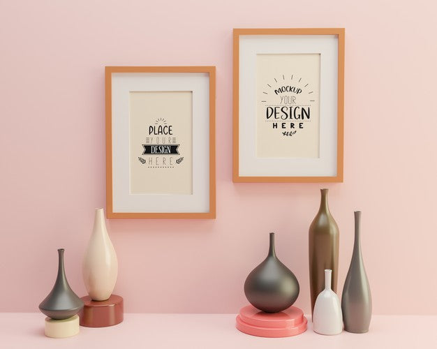 Free Frame Mockup In Living Room Interior Psd