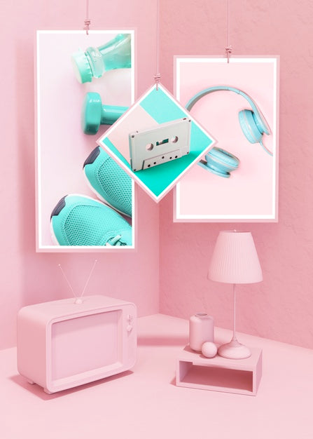 Free Frame Mockup In Pink Pop Style Psd