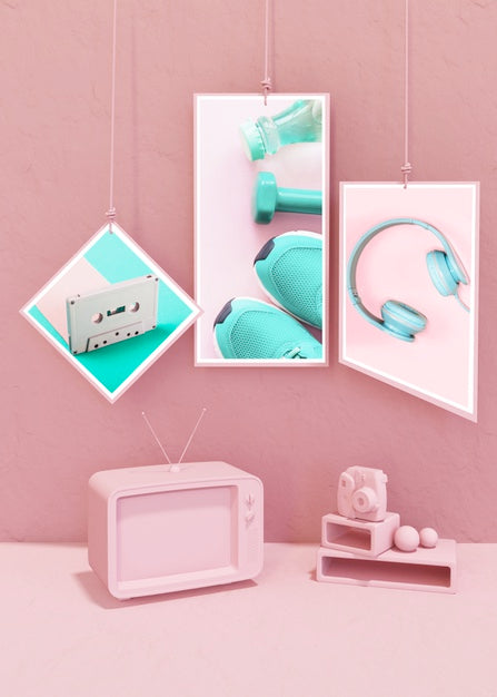 Free Frame Mockup In Pink Pop Style Psd