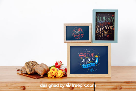 Free Frame Mockup Of Three With Breakfast Psd