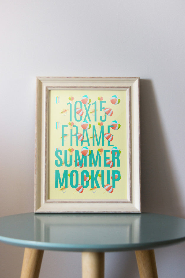 Free Frame Mockup On Table Psd