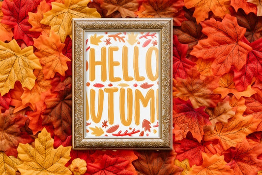 Free Frame Mockup With Autumn Concept Psd