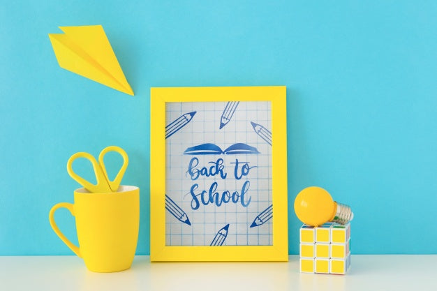 Free Frame Mockup With Back To School Concept Psd