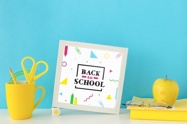 Free Frame Mockup With Back To School Concept Psd