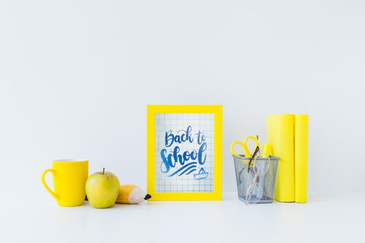 Free Frame Mockup With Back To School Concept Psd