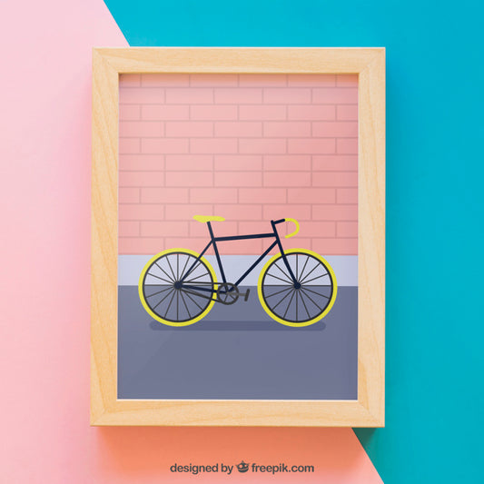 Free Frame Mockup With Bike Psd