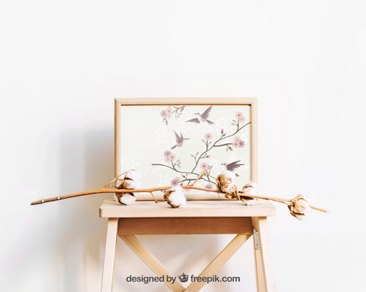 Free Frame Mockup With Branch Psd