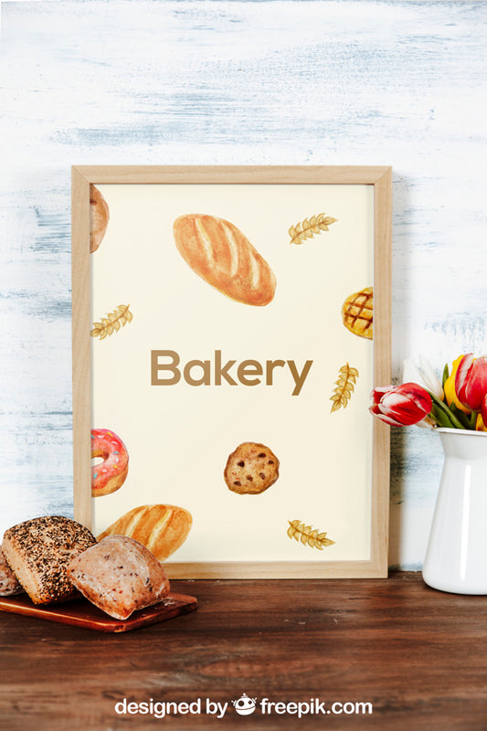 Free Frame Mockup With Breakfast Concept Psd