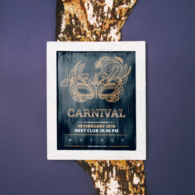 Free Frame Mockup With Carnival Concept Psd