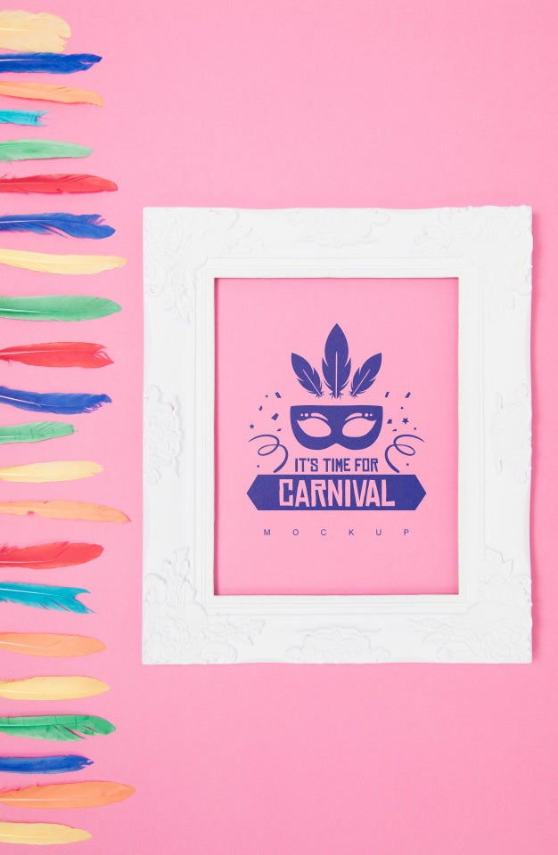 Free Frame Mockup With Carnival Concept Psd