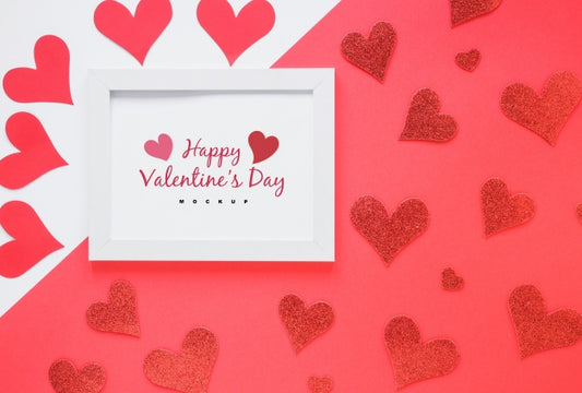 Free Frame Mockup With Composition Of Valentine Objects Psd