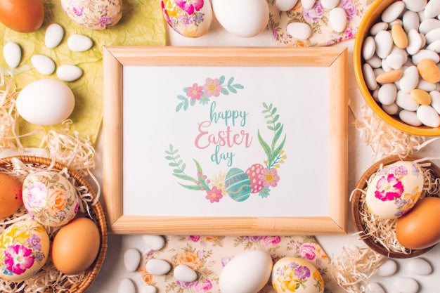 Free Frame Mockup With Easter Concept Psd