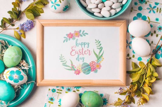 Free Frame Mockup With Easter Concept Psd