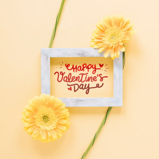 Free Frame Mockup With Floral Valentines Day Concept Psd