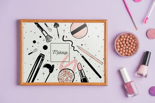 Free Frame Mockup With Makeup Concept Psd