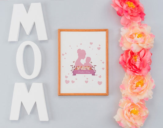 Free Frame Mockup With Mothers Day Concept Psd