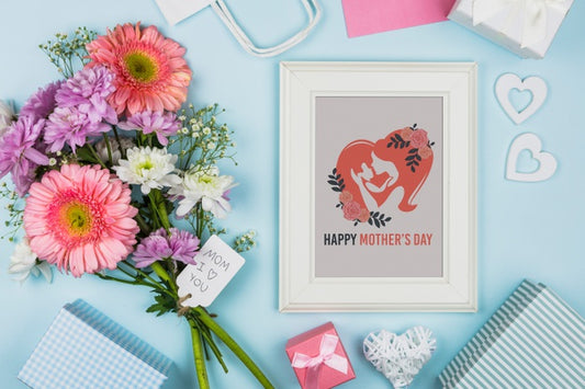 Free Frame Mockup With Mothers Day Concept Psd