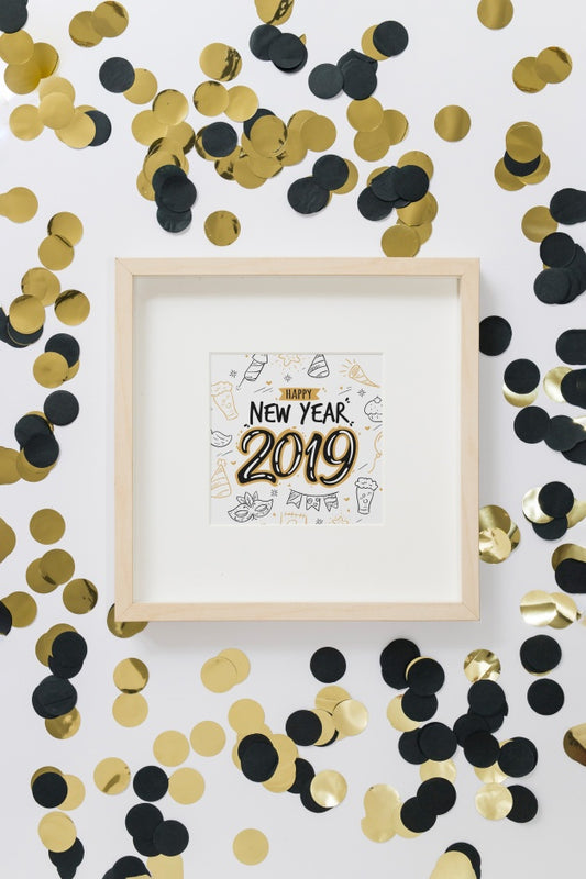 Free Frame Mockup With New Year Concept Psd